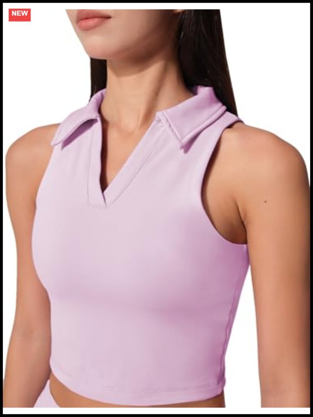 Sleeveless Polo Collar Cropped Tank Top for Women Athletic Golf Tennis Workout